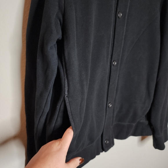 James Perse Black Terry Soft Button Front Sweatshirt Jacket Size XL Size 4 - Picture 2 of 15